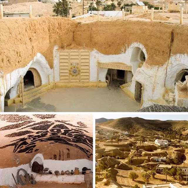 Thị trấn hang động: Người xưa ở Matmata ở miền nam Tunisia thích xây nhà dưới lòng đất. Từ năm 1970, chính quyền khuyến khích người dân làm nhà trên mặt đất. Tuy nhiên, người dân địa phương vẫn ưa nhà truyền thống hơn nên duy trì rất nhiều nhà “hang động” xưa.