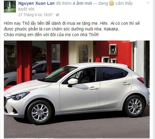 Cô cũng không ngại tiết lộ, tiền mua ô tô chính là tiền tiết kiệm của con gái 2 tuổi - bé Thỏ.