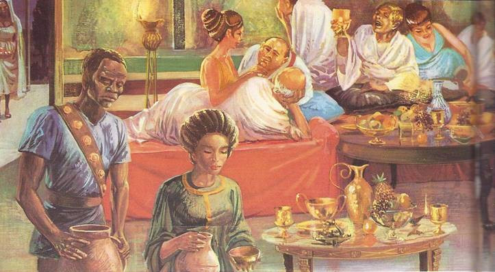 Trong những bữa tiệc này, nhiều món ăn, đồ uống, hoa quả, rượu... đắt tiền được chuẩn bị. Thêm nữa, nhiều chủ nhân của bữa tiệc còn cho người đàn hát, nhảy múa để không khí thêm vui vẻ, lãng mạn.