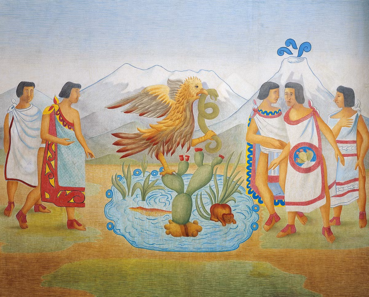 Người Aztec có một lời tiên tri xa xưa nói rằng, kinh đô của đế chế này sẽ là nơi xuất hiện một con chim đại bàng đậu trên cây xương rồng.