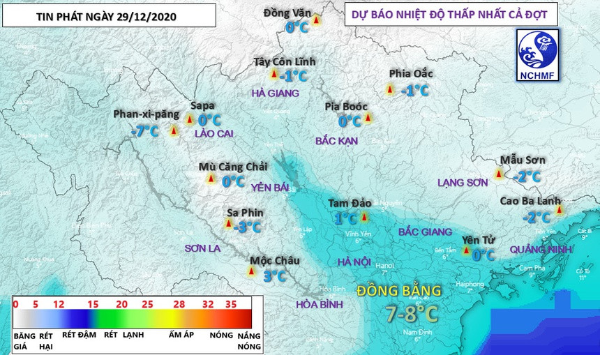 Ha Noi ret 6 do C, mien nui kha nang co tuyet