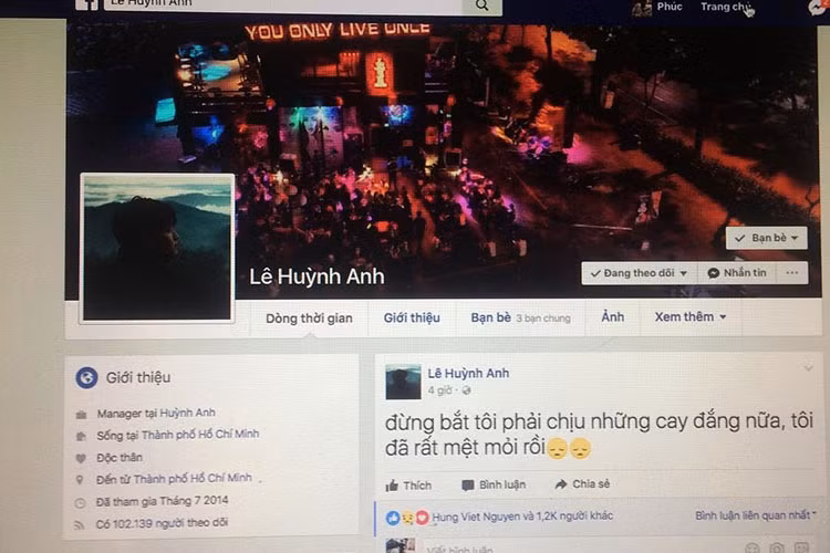 Cách đây không lâu, Huỳnh Anh thông báo tài khoản Facebook bị hack đồng thời đính chính anh vẫn vui vẻ. Ảnh: Instagram nhân vật