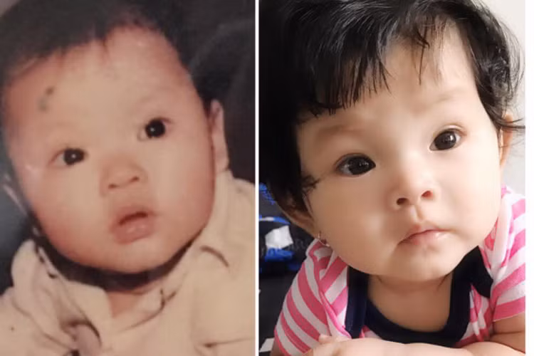 Hải Băng lúc nhỏ và con gái của cô có nhiều nét giống nhau.