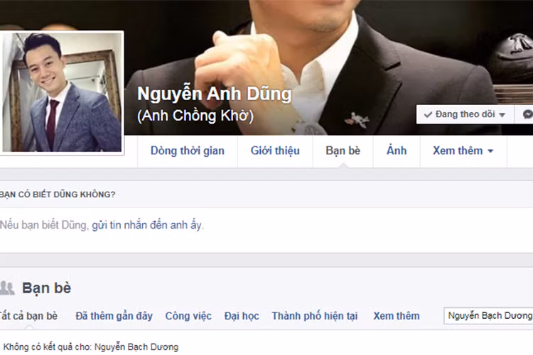 Anh Dũng và Bạch Dương từng không ít lần tương tác trên Facebook. Tuy nhiên, hiện tại, cả hai không còn là bạn bè trên mạng xã hội.