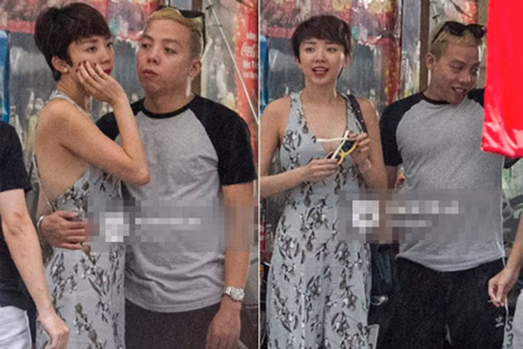 Hoàng Touliver ôm chặt eo người đẹp. Ảnh: Kenh14