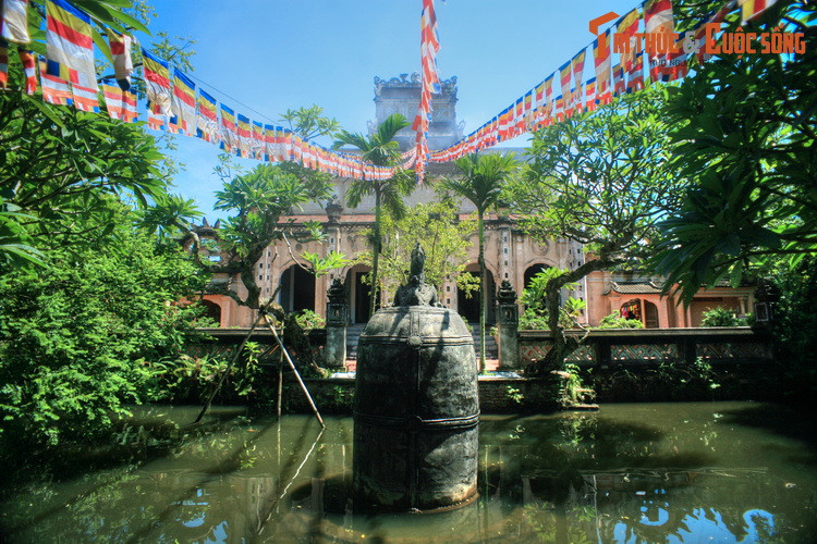 Quả chuông này được gọi là Đại Hồng Chung, do Hòa thượng Thích Thế Long cho đúc vào năm 1936, là một trong những quả chuông lớn nhất Việt Nam. Theo đo đạc, chuông cao 4,2 mét, đường kính 2,2 mét, thành dày 8 cm, nặng tới 9 tấn.