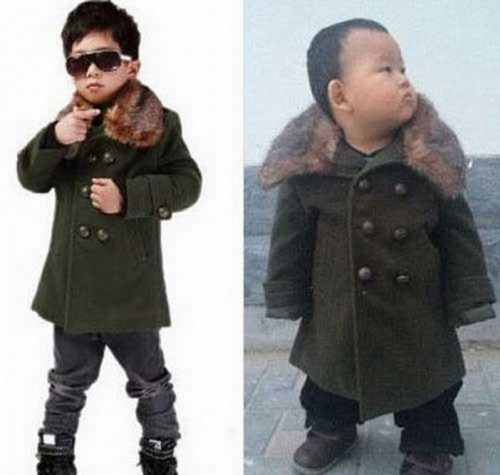 Cả 2 "mẫu" nhí đều đáng yêu, vấn đề nằm ở chiếc áo khoác!