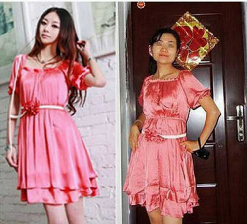 Sản phẩm trong ảnh đã "sến súa" nhưng chiếc váy thật khi "tậu" về còn nhàu nhĩ, nhăn nhúm hơn nhiều.