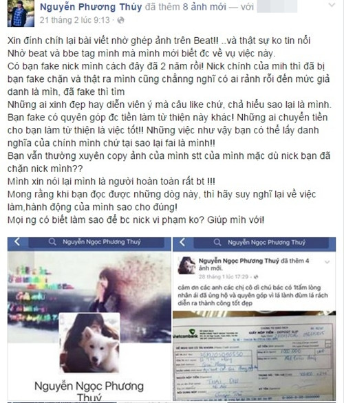 Sự việc và bức ảnh được lan truyền nhanh chóng mặt. Sau một ngày cư dân mạng xôn xao bởi cô gái ngô nghê nhờ chỉnh sửa ảnh khó đỡ... nhân vật chính Nguyễn Ngọc Phương Thúy cuối cùng cũng lộ diện, lên tiếng phanh phui sự thật. Theo chia sẻ của Nguyễn Phương Thúy, sinh năm 1993, trang Facebook có tên Nguyễn Ngọc Phương Thúy nhờ dân mạng sửa ảnh là giả.