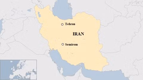 Máy bay gặp nạn gần thành phố Semirom, miền Trung, Iran. Đồ họa: BBC.