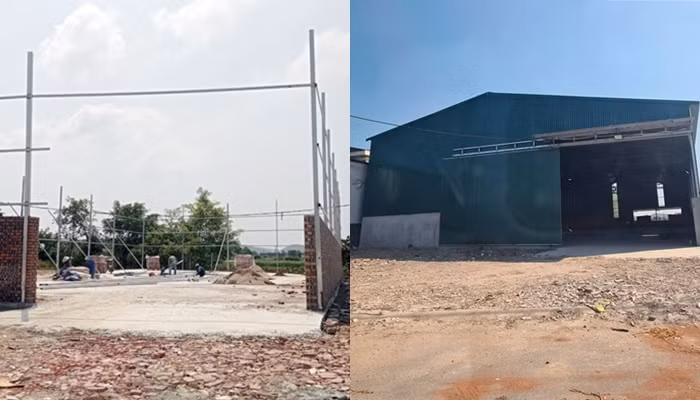 Cuối tháng 9/2022, các hạng mục một nhà xưởng tại khu đất đang được xây dựng. Tuy nhiên, đến ngày 13/10/2022, nhà xưởng đã xây dựng xong và đưa vào sử dụng.