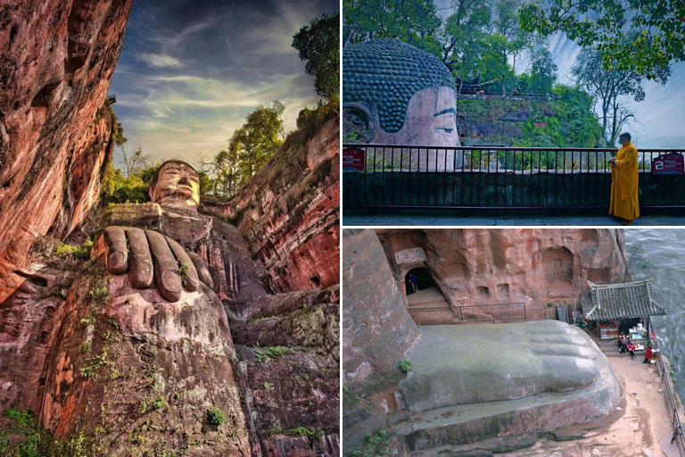 Theo giới thiệu, ngắm nhìn toàn bộ dung mạo Đại Phật, thì phải men theo cây cầu treo lên rồi xuống rồi lại lên, đi theo tuyến đường hình chữ U. Tại các vị trí khác nhau trên cầu treo sẽ thấy thần thái của Đại Phật cũng khác nhau. Nếu từ cầu treo xuống, du khách sẽ thấy tỷ lệ các bộ phận Đại Phật cân đối, kích thước hài hòa.