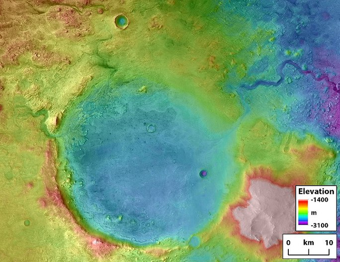 Jezero Crater vốn là một miệng hố va chạm khổng lồ tọa lạc ở vùng Syrtis Major Planum giữa Vùng đất thấp phía Bắc và Cao nguyên phía Nam của Sao Hỏa. Nó rộng tới 45 km và có thể là một hồ nước cổ đại, nơi từng ngập đầy sinh vật sống - theo các nghiên cứu trước đây tiết lộ.