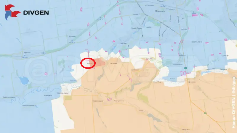 Sau khi kiểm soát khu vực này, Quân đội Nga tiếp tục tiến công từ Pishchane về phía đông Volkovo, đồng thời từ phía nam mở đợt tấn công khác, buộc Quân đội Ukraine phải rút khỏi làng Volkov. Ảnh: Topwar.