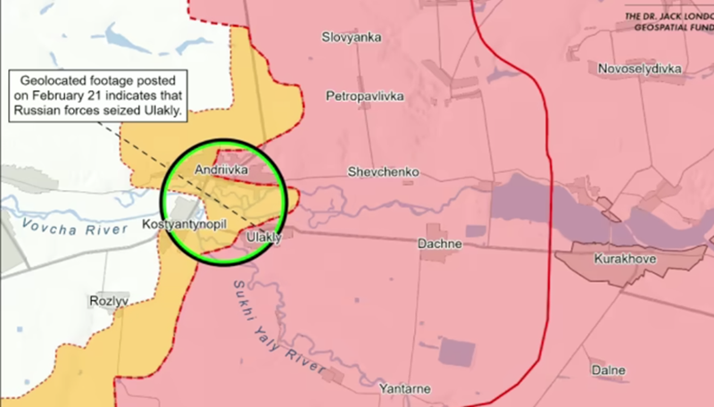 Hiện tại, Ulakly đã nằm dưới sự kiểm soát của quân Nga, tuy nhiên, vẫn còn tàn quân Ukraine ở khu vực phía đông bắc trung tâm làng và các cánh đồng xung quanh. Quân Nga đang tiến hành chiến dịch truy quét. Ảnh: ISW