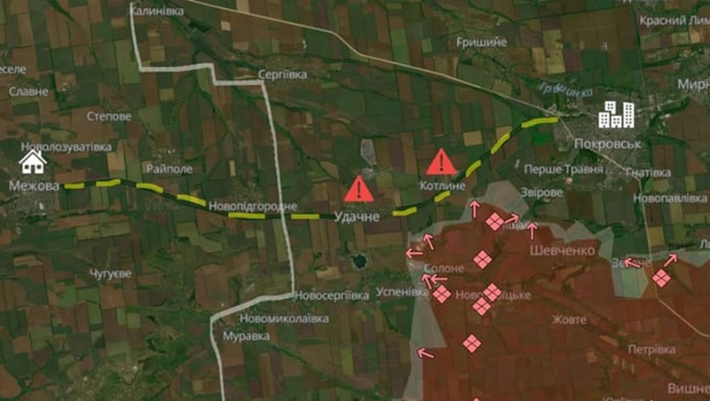 Mỏ đá là một trọng điểm phòng thủ trong khu vực. Nếu Quân đội Nga chiếm được nơi này, họ sẽ kiểm soát được tuyến đường nhánh dẫn đến đường cao tốc T04-06. Từ đó, họ có thể tiến dọc theo tuyến đường nhánh để tấn công T04-06, cắt đứt tuyến hậu cần chính của Pokrovsk. Ảnh: Deep State.