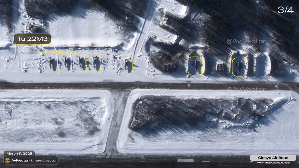 Căn cứ không quân Olenya là trung tâm quan trọng của không quân tầm xa Nga. Với đường băng dài 3.500 m rất lý tưởng cho việc vận hành máy bay hạng nặng có khả năng bay qua những khoảng cách xa. Kể từ khi Nga bắt đầu xung đột với Ukraine vào tháng 2/2022, Olenya đã đóng vai trò nổi bật trong việc tiến hành các cuộc tấn công bằng tên lửa vào các mục tiêu của Ukraine. Ảnh X