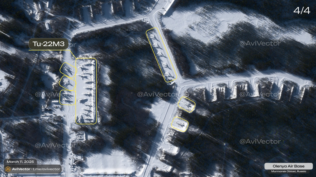Về mặt địa lý, Olenya nằm cách biên giới Ukraine khoảng 1.800 km về phía bắc, một khoảng cách nằm ngoài tầm với của hầu hết các máy bay không người lái và vũ khí thông thường của Ukraine. Sự xa xôi này đã biến nơi đây thành nơi trú ẩn an toàn cho các máy bay ném bom của Nga, đặc biệt là sau khi Ukraine tiến hành tấn công vào các căn cứ gần hơn như Engels ở khu vực Saratov vào cuối năm 2022 và đầu năm 2023. Ảnh X