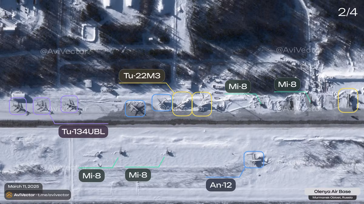 Căn cứ không quân Olenya, nằm cách Murmansk khoảng 90 km về phía Nam, từ lâu đã là cơ sở quan trọng của lực lượng hàng không chiến lược Nga. Nhưng quy mô triển khai lần này lại khá bất thường và gây tò mò về mục đích của nó - liệu điều này có phải là dấu hiệu của sự leo thang, động thái phòng thủ hay hoạt động hậu cần hay không. Ảnh X