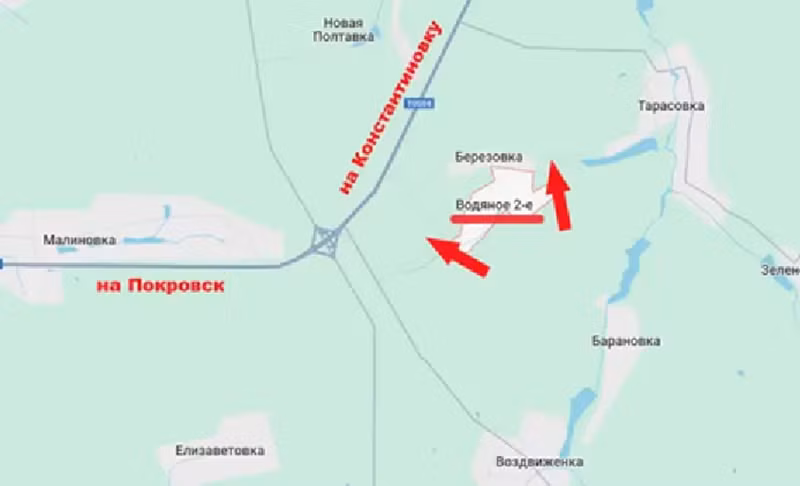 Nhìn vào bản đồ chiến sự, trong thời gian tới, quân Nga có khả năng sẽ tiến từ Berezivka và Vozdvyzhenka 2-e dọc theo tuyến đường cao tốc H32, hướng đến làng Nova Poltavka. Nếu kiểm soát được ngôi làng này, quân Nga sẽ có thể tiến công thuận lợi dọc theo tuyến đường. Trong phạm vi 10 km dọc theo con đường này chỉ có hai ngôi làng nhỏ, điều này có thể giúp quân Nga đẩy nhanh tốc độ tiến quân. Ảnh: Top War