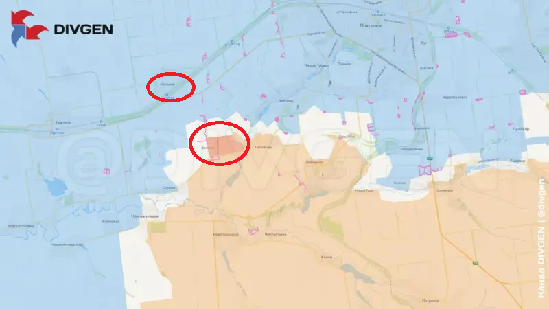 ISW cũng báo cáo về sự tiến quân đáng kể của lực lượng Nga về hướng Volkovo và Kotlino (cả hai địa điểm này đều nằm ở phía tây nam Pokrovsk). Người Mỹ dẫn chứng bằng các bức ảnh và video ghi lại những cuộc tấn công cơ giới thành công của Nga. ISW cho rằng chỉ huy quân sự Nga đang tập trung một lượng lớn lực lượng tại khu vực này để hoàn tất việc bao vây Pokrovsk từ hướng đông bắc. Ảnh: Topwar.