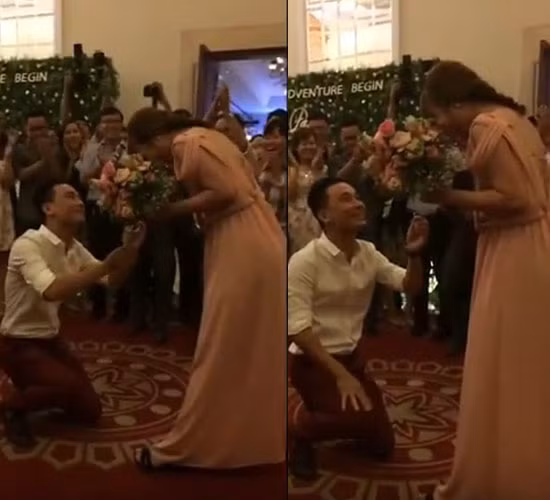 Hôm 7/9, đoạn clip ghi lại một màn cầu hôn trong đám cưới của bạn thân của một chàng trai Sài Gòn đã thu hút sự quan tâm của đông đảo cư dân mạng Việt. Được lan truyền trên fanpage có hơn 1 triệu thành viên, đoạn clip được nhận xét là dễ khiến người khác "phát hờn" bởi độ lãng mạn và sự bất ngờ của nó. Riêng với các cô gái trẻ, hành động quỳ xuống cầu hôn của chàng trai trẻ cũng khiến chị em như đê mê, thầm ghen tị với cô gái được cho là người hạnh phúc nhất ngày hôm đó.