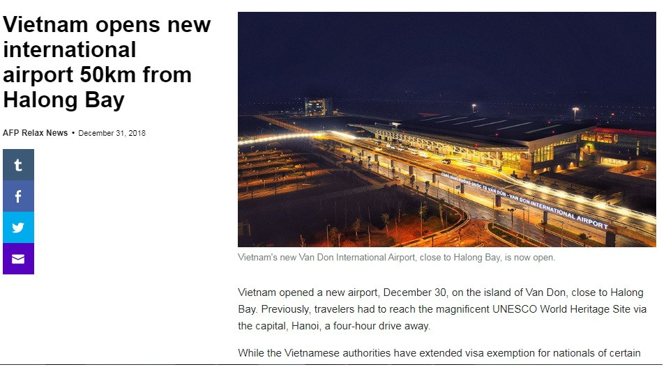 Truyen thong quoc te dac biet chu y toi san bay Van Don