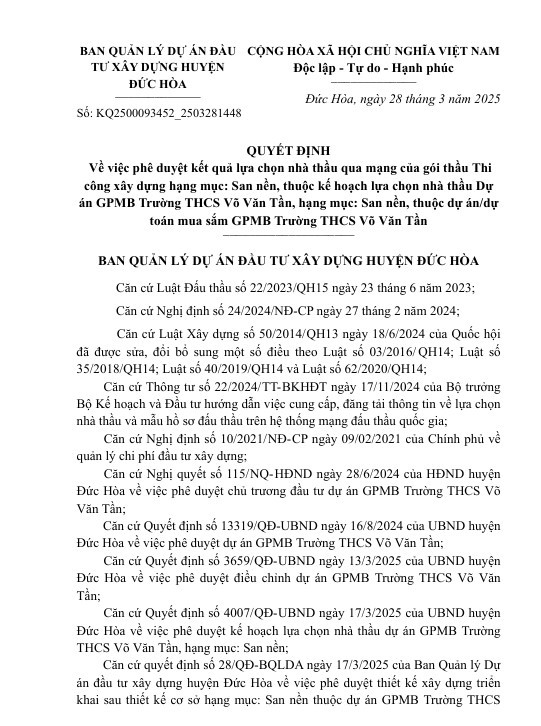 Quảng Thuận – Long An trúng gói xây lắp hơn 19 tỷ tại trường Võ Văn Tần Quang Thuan – Long An trung goi xay lap hon 19 ty tai truong Vo Van Tan