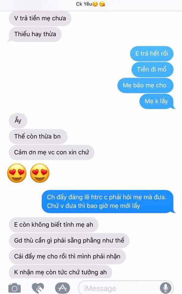 Đoạn hội thoại của 2 vợ chồng được cô gái trẻ chia sẻ cùng dòng tâm sự. (Ảnh chụp màn hình)