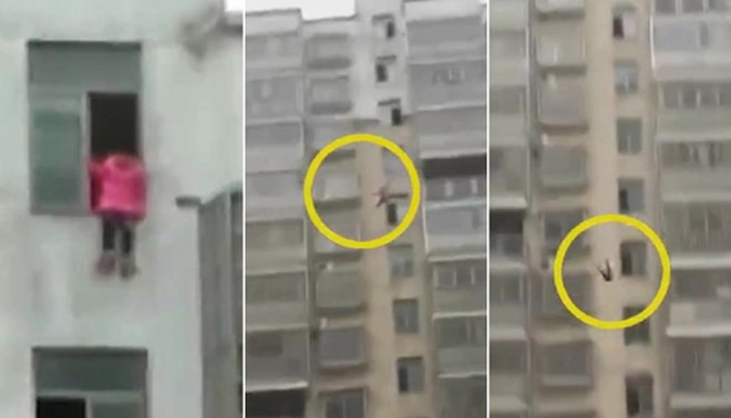 Lúc cô bé Trung Quốc nhảy lầu tự tử.