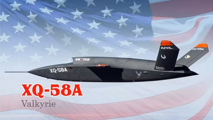  XQ-58A Valkyrie - một loại máy bay không người lái (UAV) tàng hình rất tiên tiến, được công ty Giải pháp công nghệ an ninh và quốc phòng Kratos của Mỹ chế tạo.