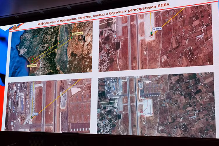 Bộ Quốc phòng Nga cho biết, vụ tấn công vào căn cứ không quân Hmeymim của Nga tại tỉnh Lattakia và căn cứ hải quân tại cảng Tartus ở Syria ngày 6/1 vừa qua có sự tham gia của 13 máy bay không người lái. Nguồn ảnh: Bộ Quốc phòng Nga.