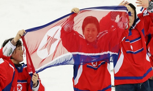 Hình ảnh đội tuyển khúc gôn cầu Triều Tiên trong một lần thi đấu hiếm hoi ở nước ngoài. Ảnh: Getty Images.