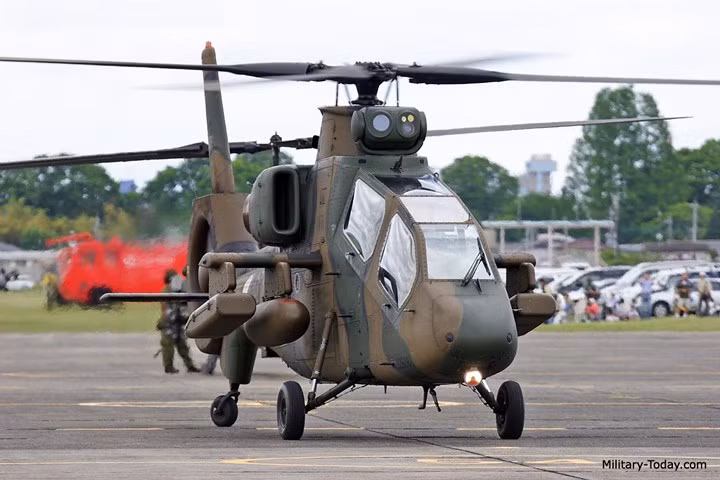 Với 34 chiếc được sản xuất, trực thăng tấn công OH-1 Ninja đang đóng vai trò xương sống trong vai trò trinh sát tấn công của lực lượng phòng vệ mặt đất Nhật Bản. Ảnh: Military-Today.