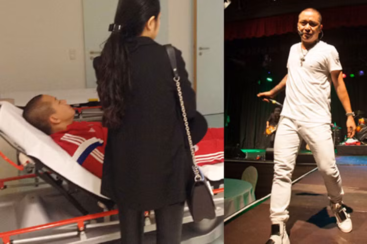 Năm 2015, vì làm việc quá sức và ăn uống không đầy đủ, Tuấn Hưng bị ngất xỉu và được đưa vào bệnh viện cấp cứu ngay sau buổi biểu diễn ở Đức. Ảnh: Vietnamnet