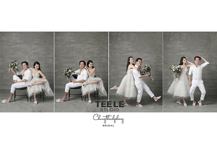 Chụp ảnh cưới, cặp đôi diễn viên phim "49 ngày" cũng quyết định tạo dáng với dép tổ ong. Ảnh: Chungthanhphong