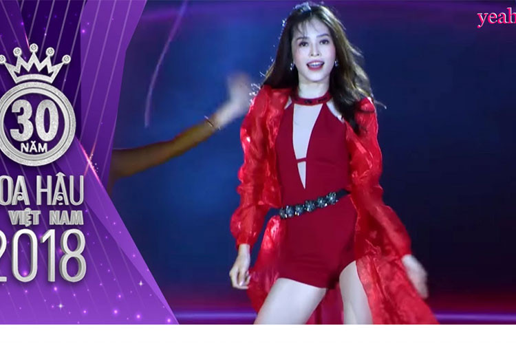 Trong một đêm tiệc của Hoa hậu Việt Nam 2018, Bùi Phương Nga gây ấn tượng khi nhảy bốc lửa trên nền nhạc ca khúc "Talk to me" của Chi Pu. Ảnh: Yeah1