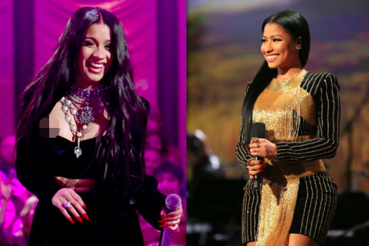 Tuy nhiên theo nguồn tin của TMZ, Cardi tiến đến phía bàn của Nicki để làm rõ việc Nicki có tung tin đồn thất thiệt về cô hay không. Ảnh: Getty