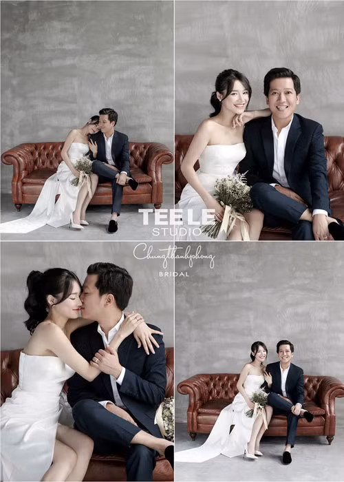 Nhã Phương và Trường Giang chọn phong cách trẻ trung, nhí nhảnh cho bộ ảnh cưới của mình.