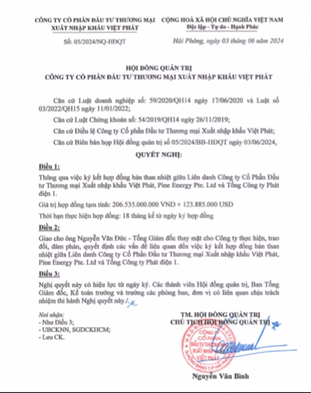 Ký hợp đồng cung cấp than hơn 3.300 tỷ, Việt Phát làm ăn sao? Ky hop dong cung cap than hon 3.300 ty, Viet Phat lam an sao?
