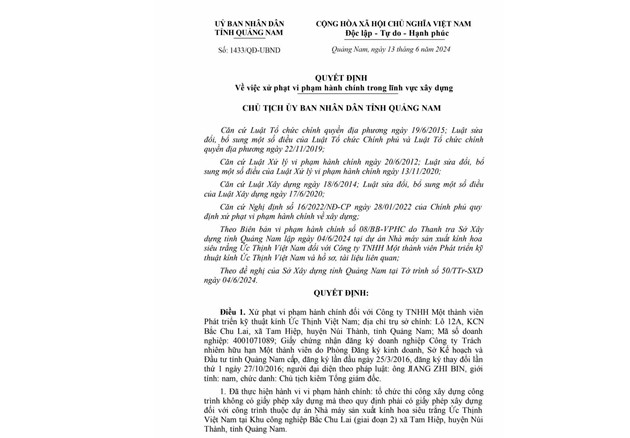 Hé lộ chủ công ty kính Ức Thịnh Việt Nam xây dựng không phép - Hình 2 He lo chu cong ty kinh Uc Thinh Viet Nam xay dung khong phep-Hinh-2