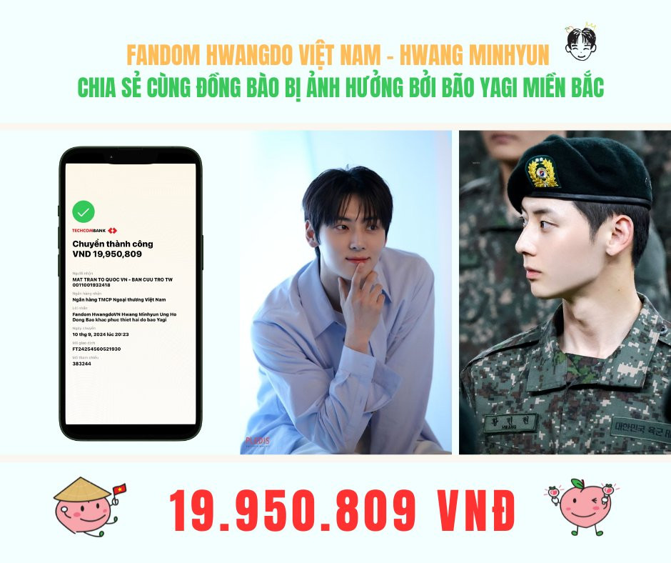 Fandom của Hwangdo Việt Nam - Hwang Minhyun ủng hộ hơn 19 triệu đồng.