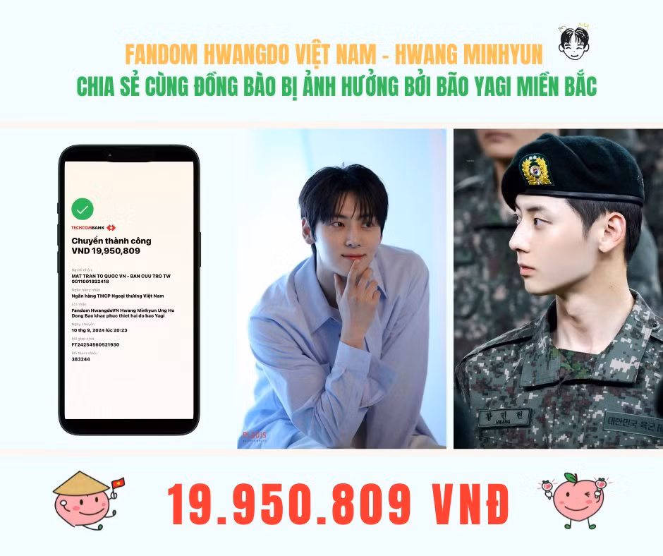 Fandom của Hwangdo Việt Nam - Hwang Minhyun ủng hộ hơn 19 triệu đồng.