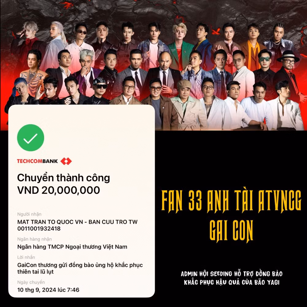 Các trang từ chương trình Anh Trai Vượt Ngàn Chông Gai, hay các "Gai con" cùng góp quỹ cho đồng bào.