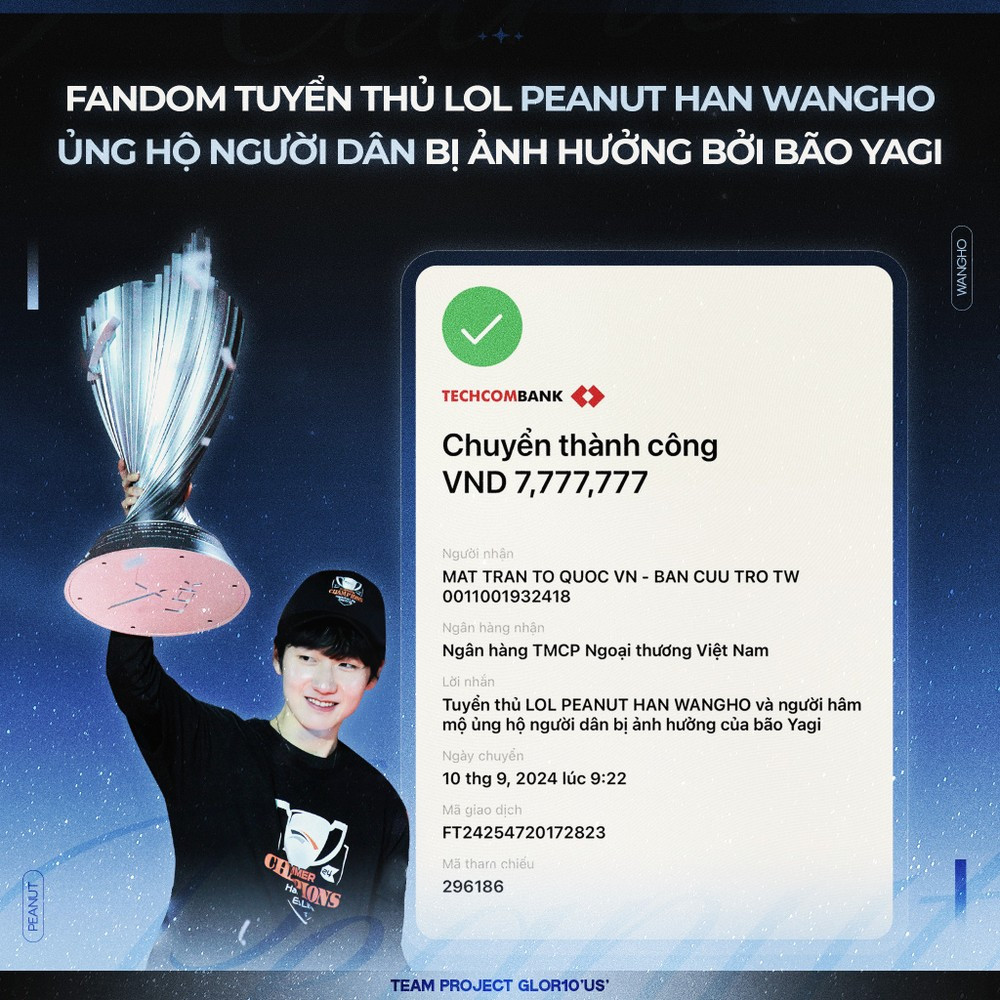 Fandom của cả những tuyển thủ game cũng chung tay ủng hộ.