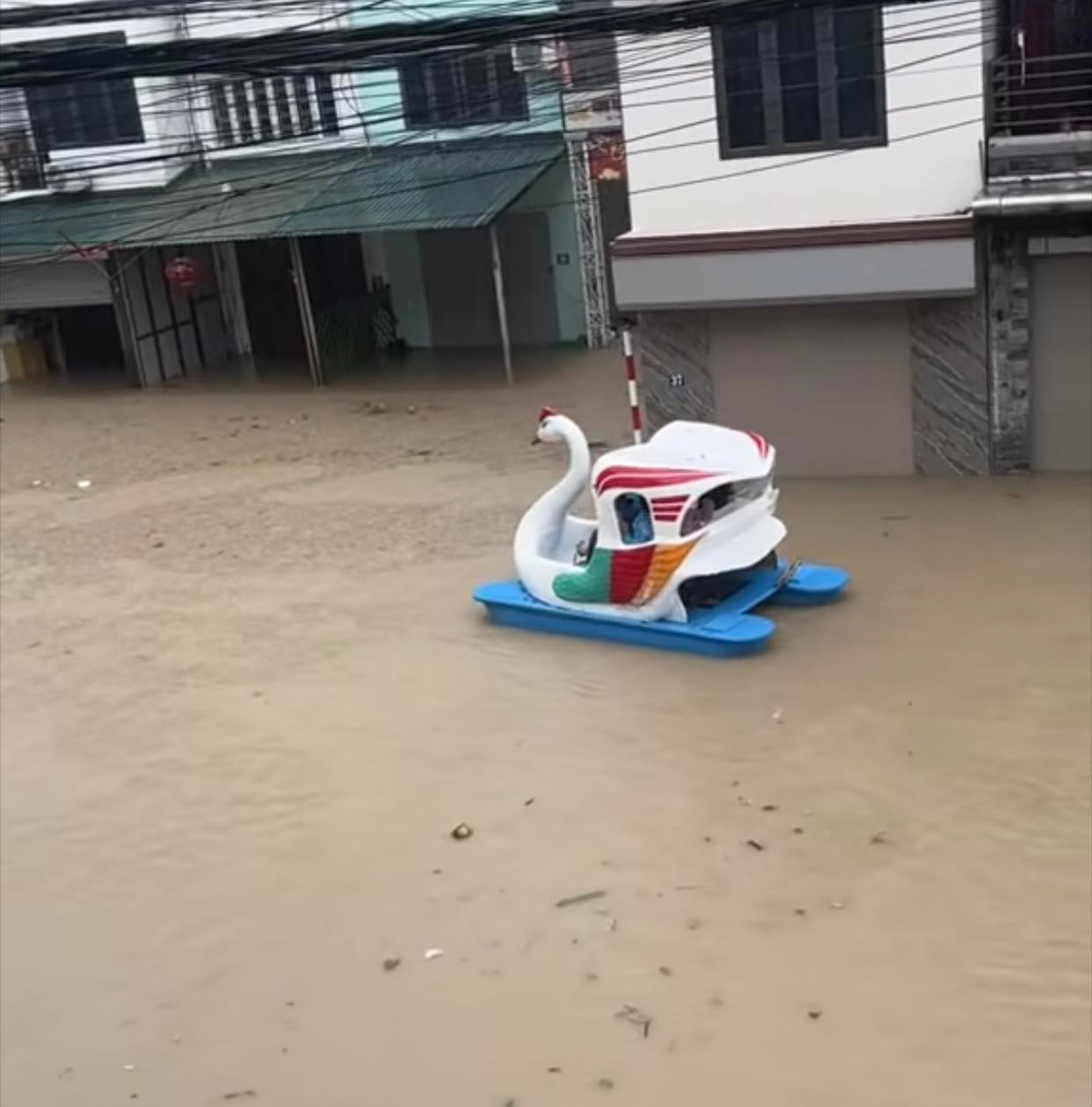 Nguoi dan vung lu tan dung moi phuong tien tu dap vit, cheo sup