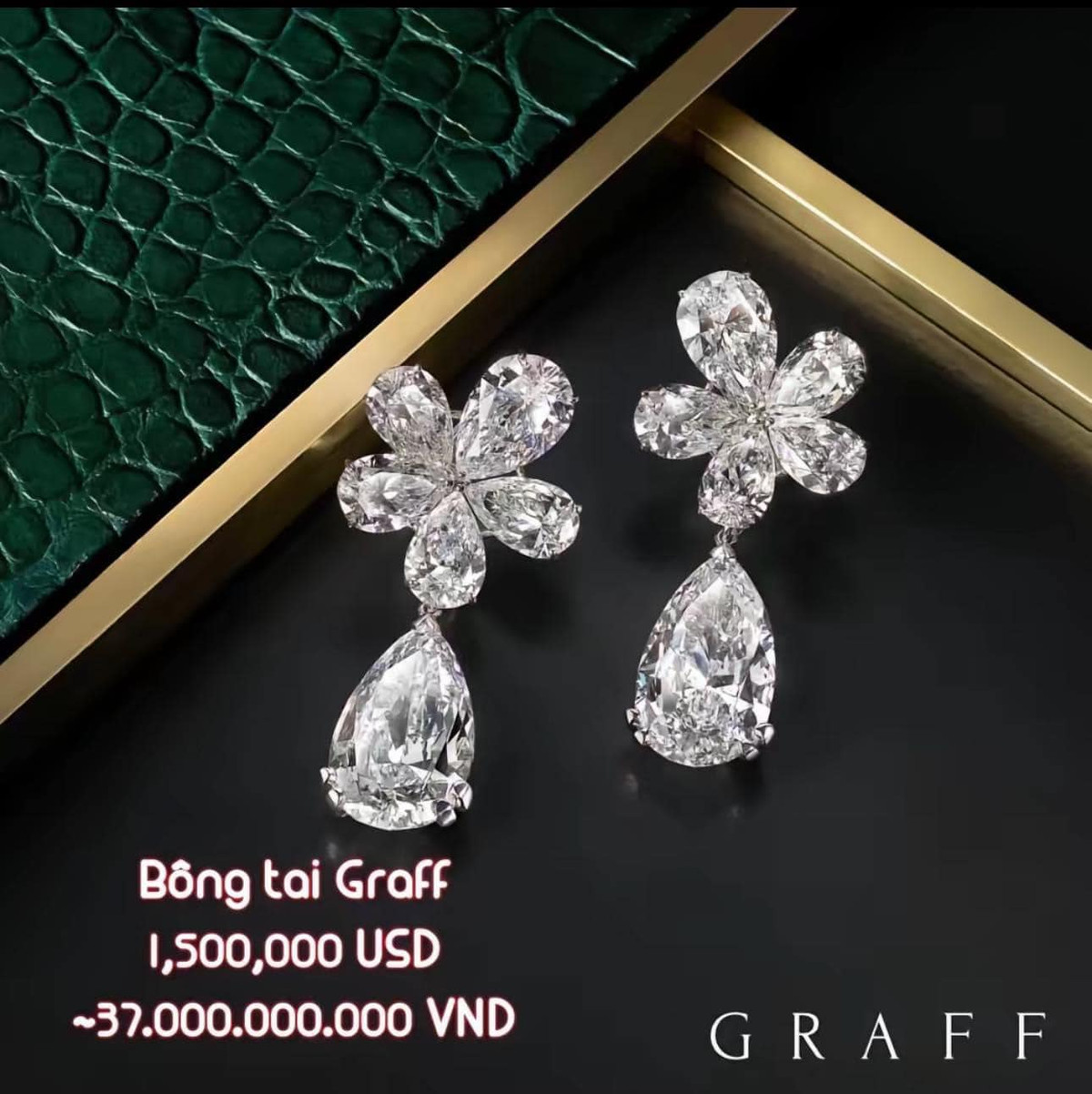 Đôi bông tai nhãn hiệu Graff được nhiều người tìm thấy với giá khoảng 37 tỷ đồng.
