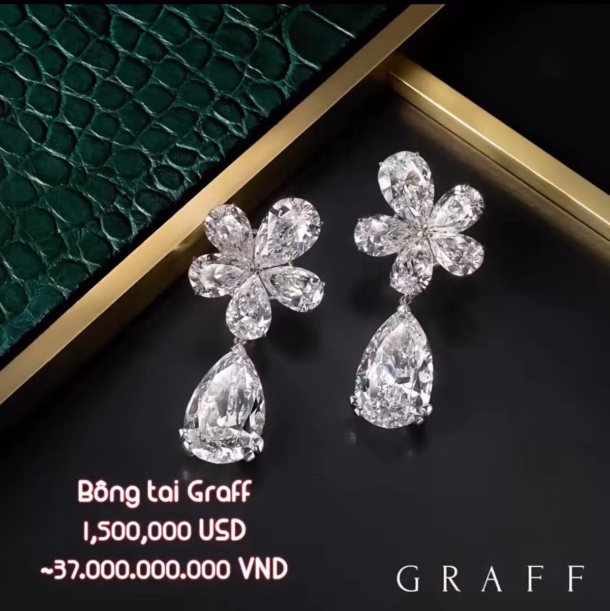 Đôi bông tai nhãn hiệu Graff được nhiều người tìm thấy với giá khoảng 37 tỷ đồng.