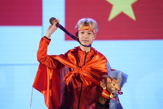 Trước đó, tuyển thủ sinh năm 2003 cũng từng là VĐV trẻ nhất của Đoàn thể thao Việt Nam đạt HCV bộ môn Thể thao điện tử tại SEA Games 31. (Ảnh: Phan Văn Đông)