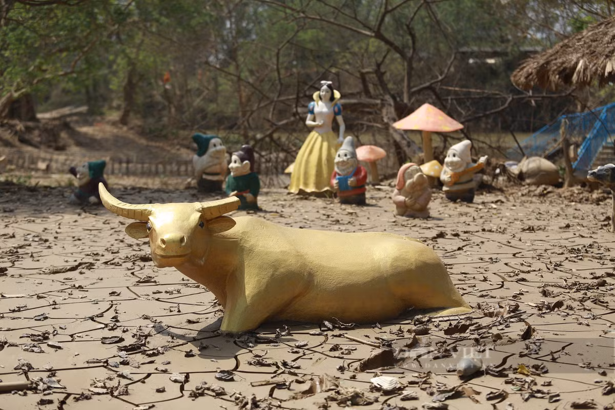 Hiện, ban quản lý khu vui chơi đang tái thiết, dọn dẹp sau lũ.